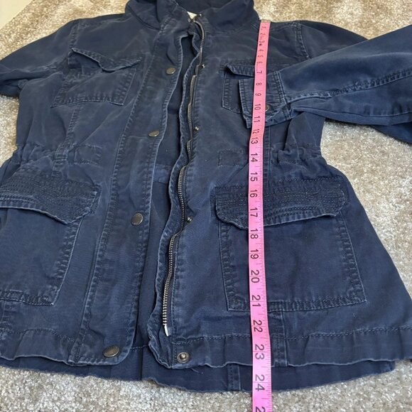 Hollister Women's Navy Utility Jacket Zipper/Snap with Cargo Pockets Size M - Picture 3 of 7